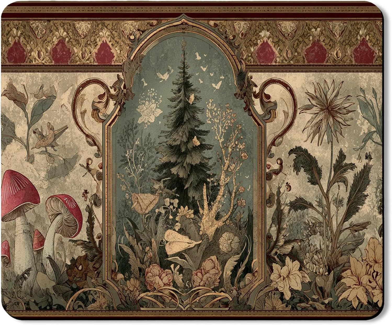 Nature-Inspired Washer Dryer Top Protector Mat, Vintage Botanical Artwork Laundry Machine Dust Covers, Rustic Rubber Anti-slip Waterproof Washer And Dryer Mats for Home Decor 20x24 Inch