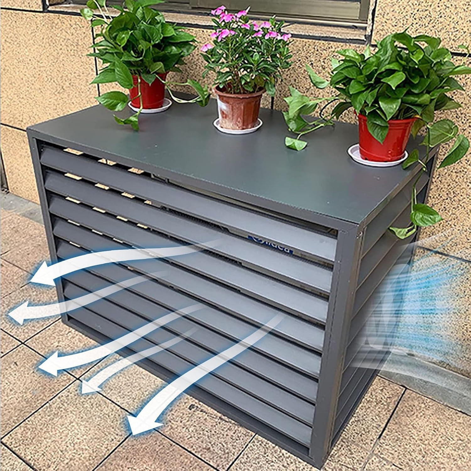 Aluminum Ac Unit Covers Outdoor, Privacy Screens Fence Panels for Air Conditioners Trash Bins, Isolate Pets, Fallen Leaves, Anti Theft(Brown,110cm)