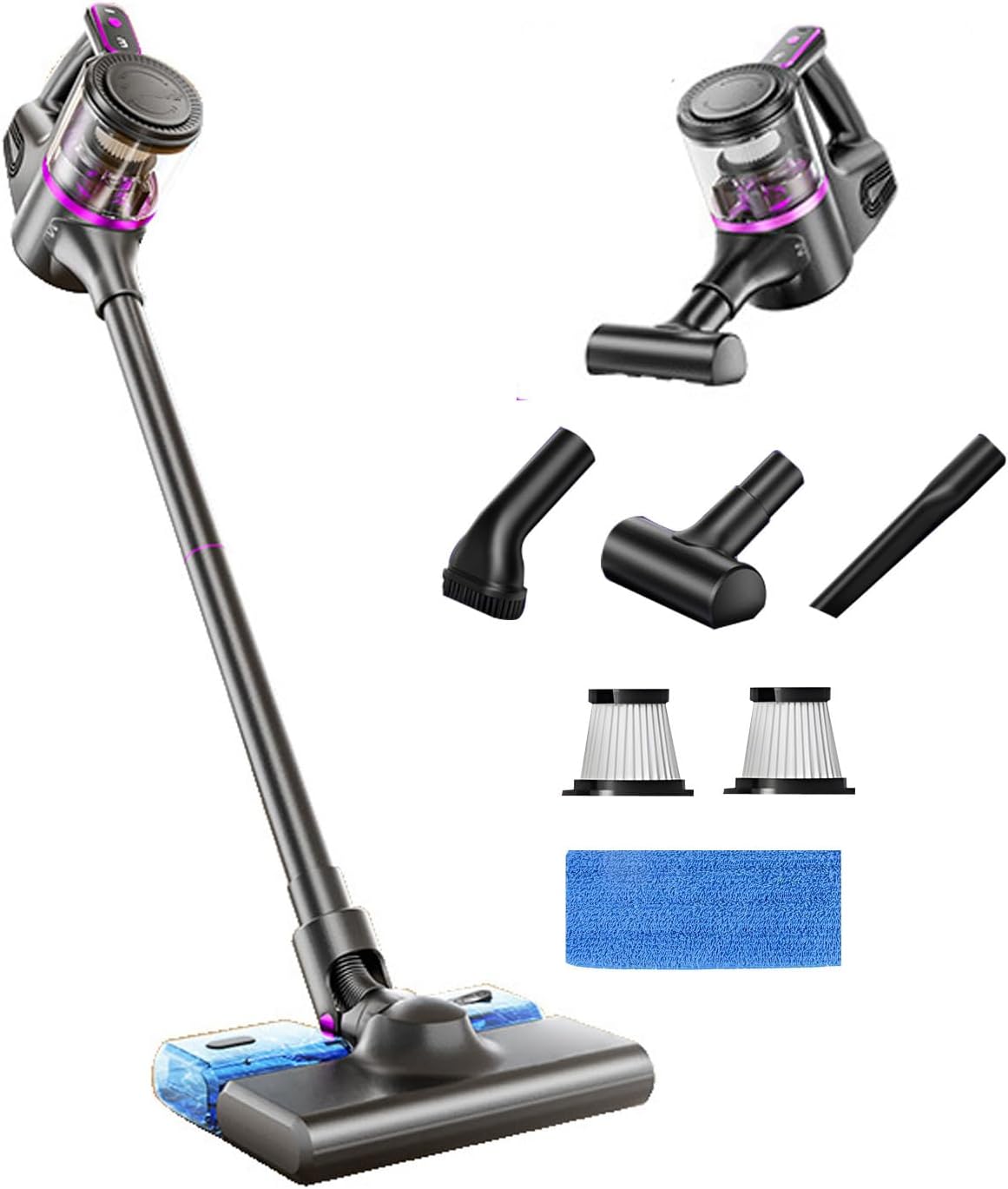 Cordless Vacuum Cleaner, 40Kpa Powerful Vacuum with Mop Pads, Rechargeable Battery, Vacuum Cleaners for Home Lightweight Handheld for Hardwood Floor, Carpets, Pet Hair