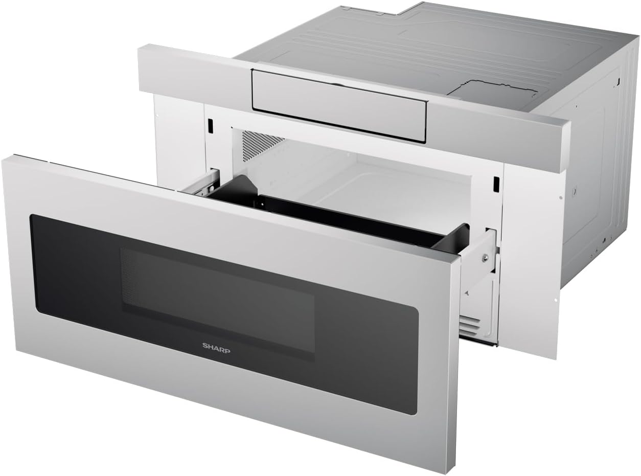 SHARP SMD3070ASY Microwave Drawer Oven, 30-inch, 1.2 Cubic Feet, 950 Watt, Concealed Angled Touch Control Panel with Digital LCD Display, Stainless Steel
