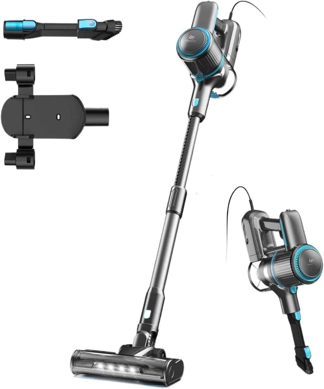 Compatible with TASVAC I7 Corded Vacuum Cleaner, 26Kpa Powerful Suction 600W Motor, 4-in-1 Stick Handheld Vacuum for Home Carpet Cleaning(I7 Gray)