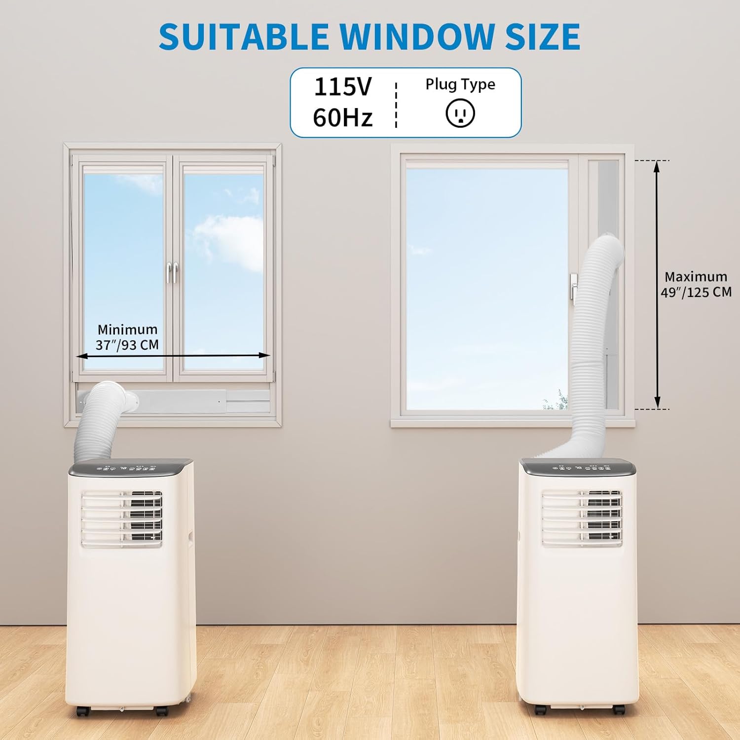 Compact 8000 BTU Portable Air Conditioner – Cools Spaces Up to 350 Square Feet, 3-in-1 Unit with Dehumidifier and Fan for Bedroom or Larger Room | Window Vent Kit Included