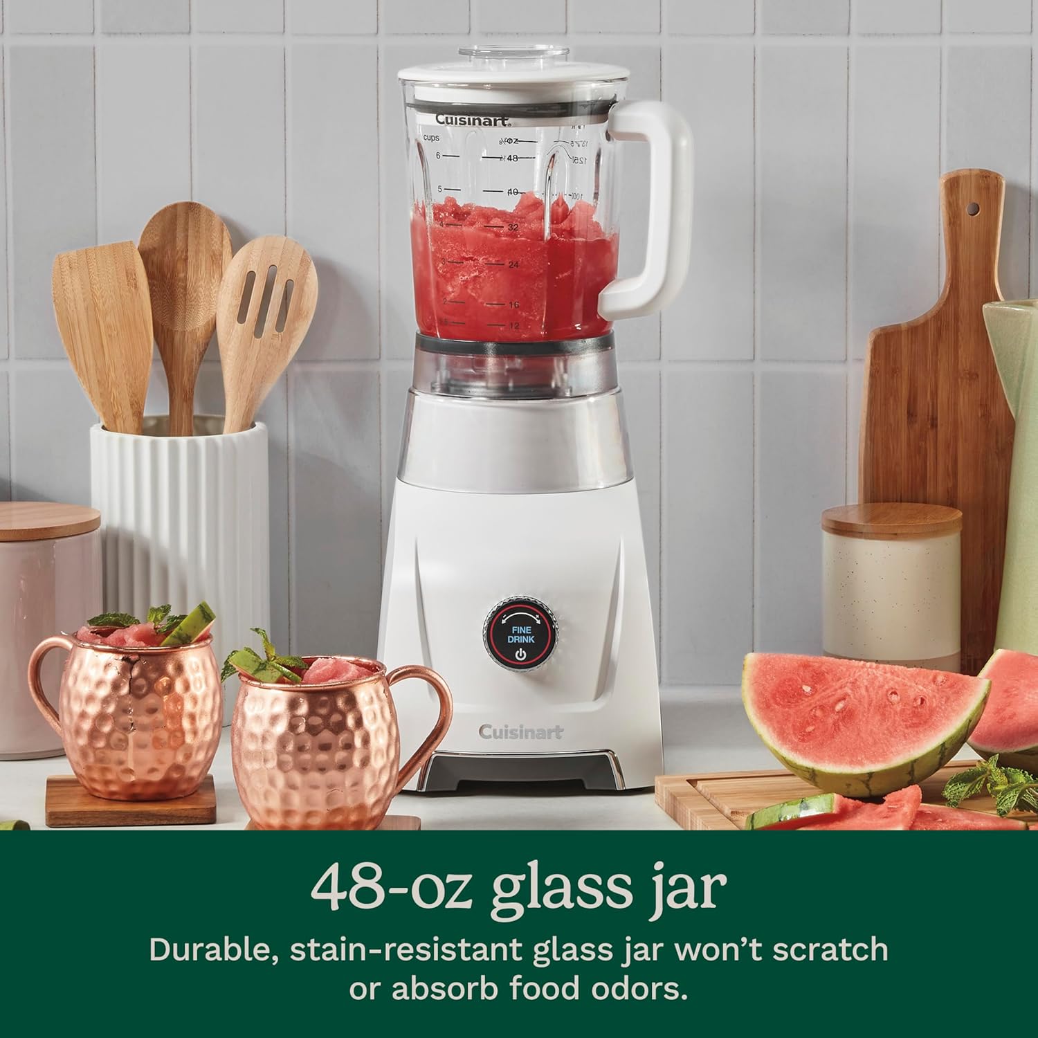 Cuisinart Hurricane® 48 oz Glass Jar Digital Blender, Manual 5 Speeds, 6 Presets - Smoothie, Pulse, Milkshake, Cocktail, Ice Crush, and Clean, BL-200