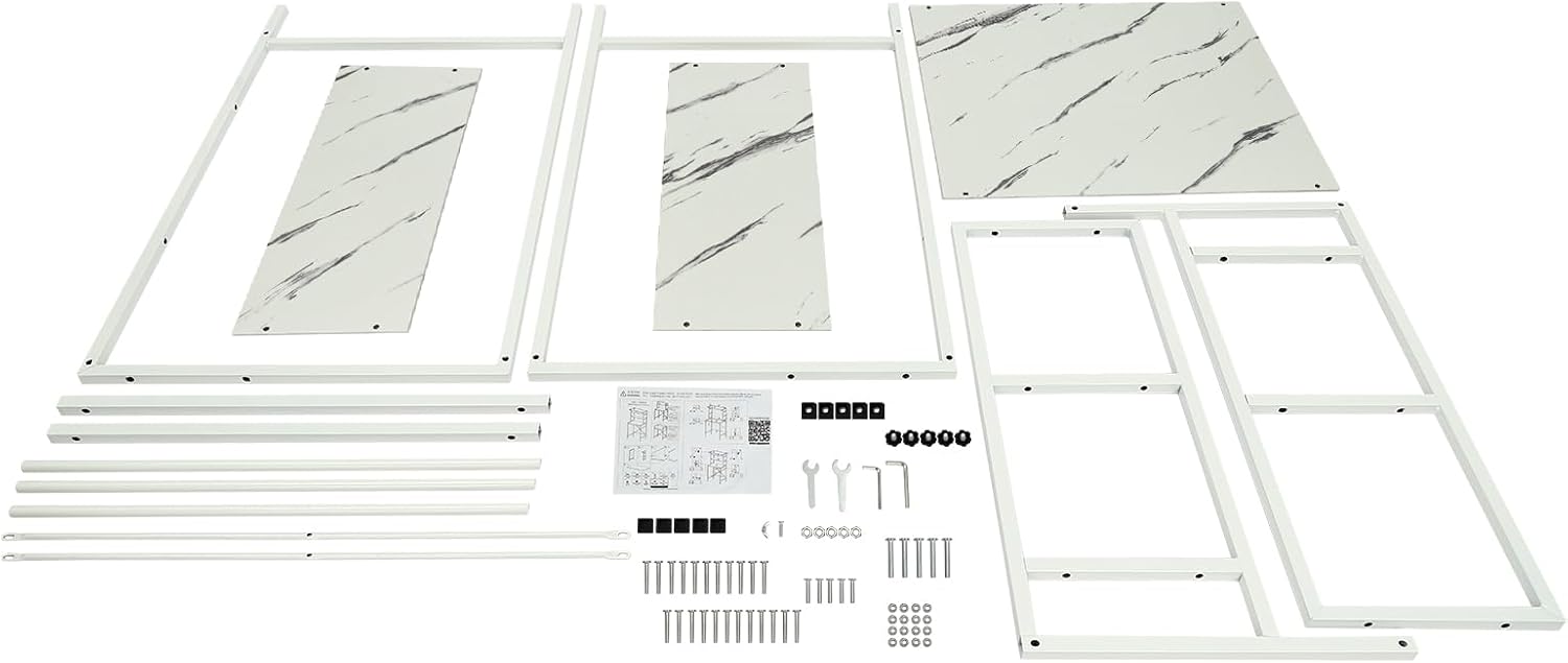 Washer and Dryer Storage Rack, 3 Tiers Laundry Room Storage and Organizer Standing Shelf, for Bathroom Bedroom Balcony Drying Rack Towel Rack Handbag Rack (White+Marble)