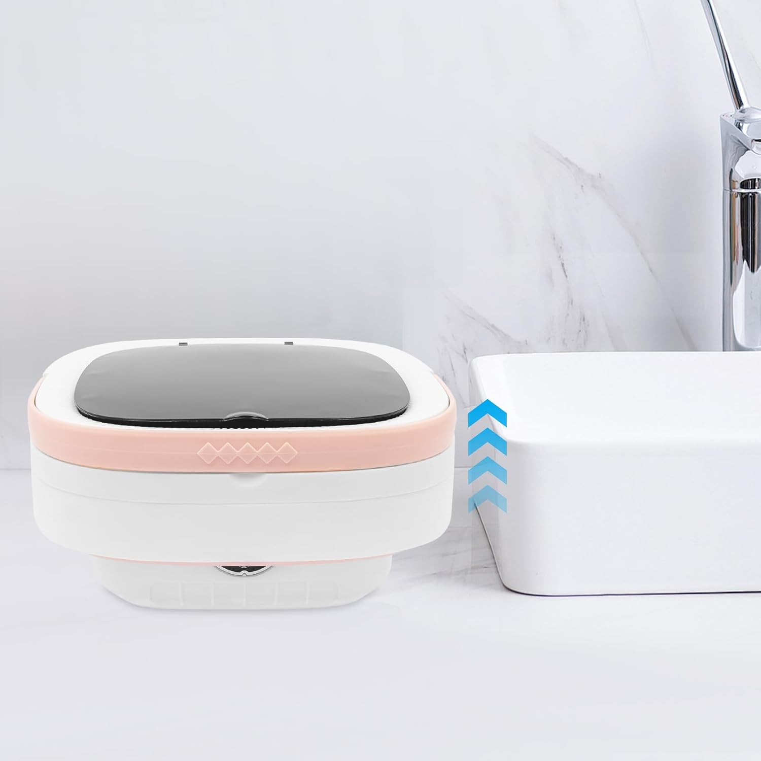 Portable Washing Machine, 12L Large Capacity Laundry Washer Cleaning for Underwear, Baby Clothes and Small Clothes, Mini Washer Foldable Washing Machine for Apartments Dorm Camping (Pink)