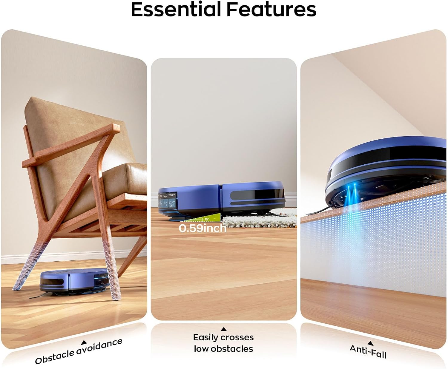 Robot Vacuum and Mop Combo, 2-in-1 Mopping Robot Vacuum Cleaner with 2300Pa Suction, 2.87'' Slim Design, Wi-Fi/App/Voice Control, 3D Obstacle Avoidance&Self-Charging for Hard Floors, Carpets, Pet Hair