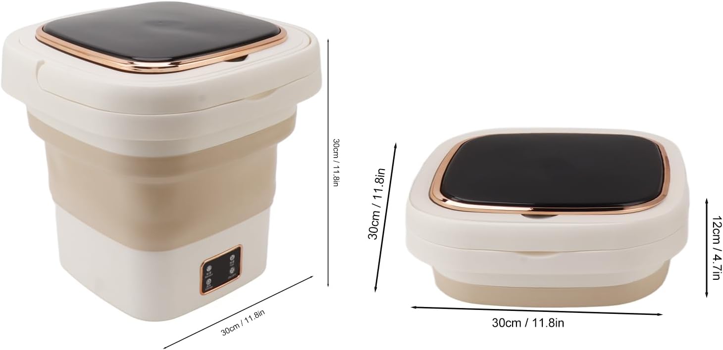 Portable Washing Machine, Folding Compact Lightweight 9L Bucket Lavadora Portatil, Low Noise Integrated Design Multifunctional Washing Machine, for Dormitories[Beige]