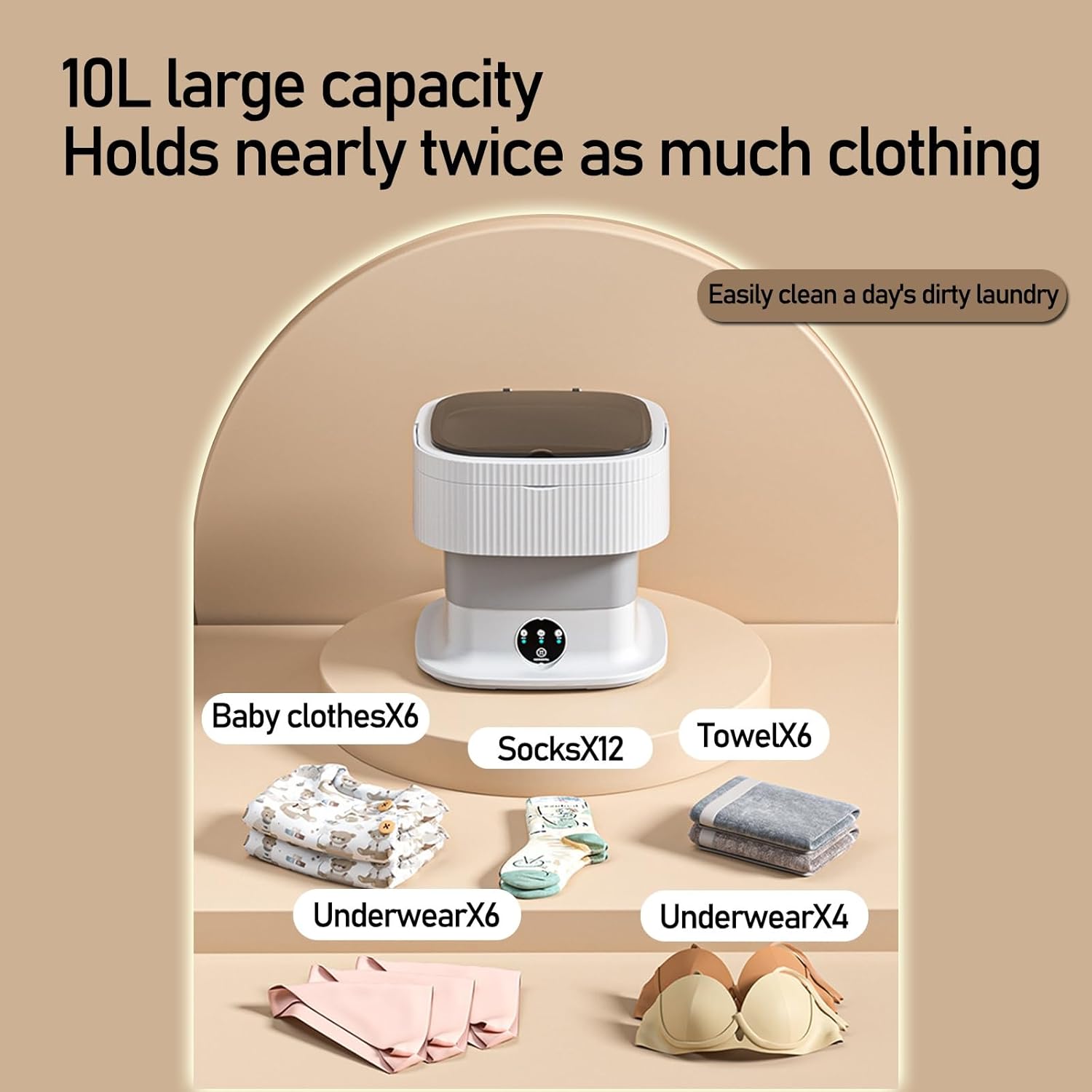 DELURA Portable Washing Machine-Foldable Mini Small Washer for Washing Small Clothes, Underwear or Small Items, Suitable for Apartment, Laundry, Camping, RV, Travel
