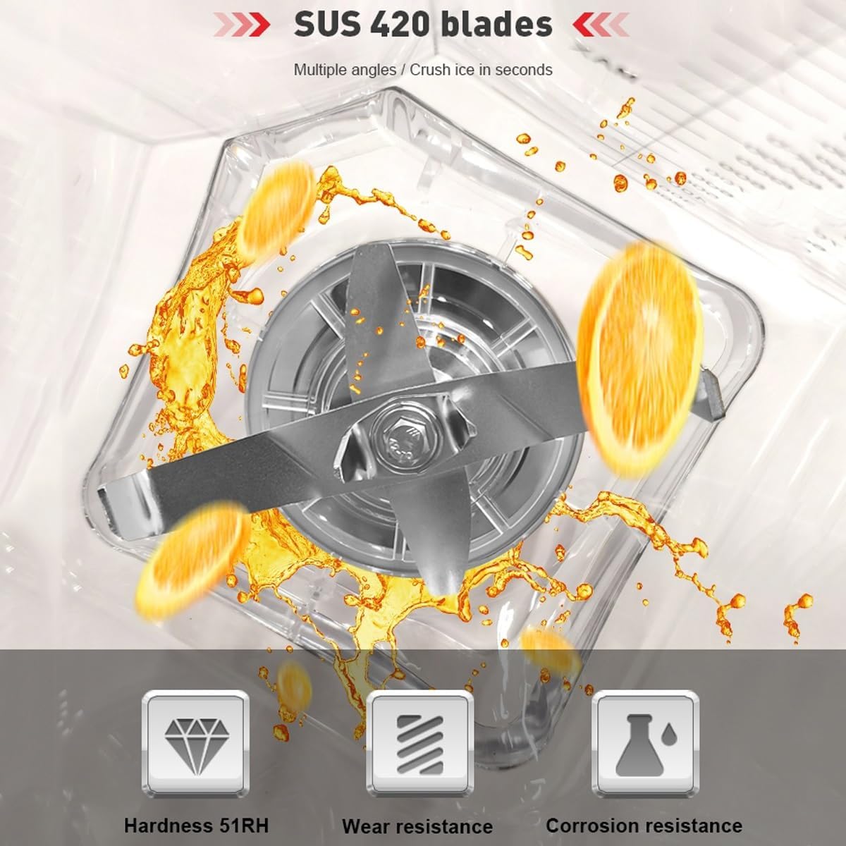 Smoothie Blender,2600W Commercial Countertop Multiple Speed Smoothie Blender,1.6L High Speed Smoothie Maker,Household Quiet Blender,for Puree, Crush Ice, Smoothies(Silver)