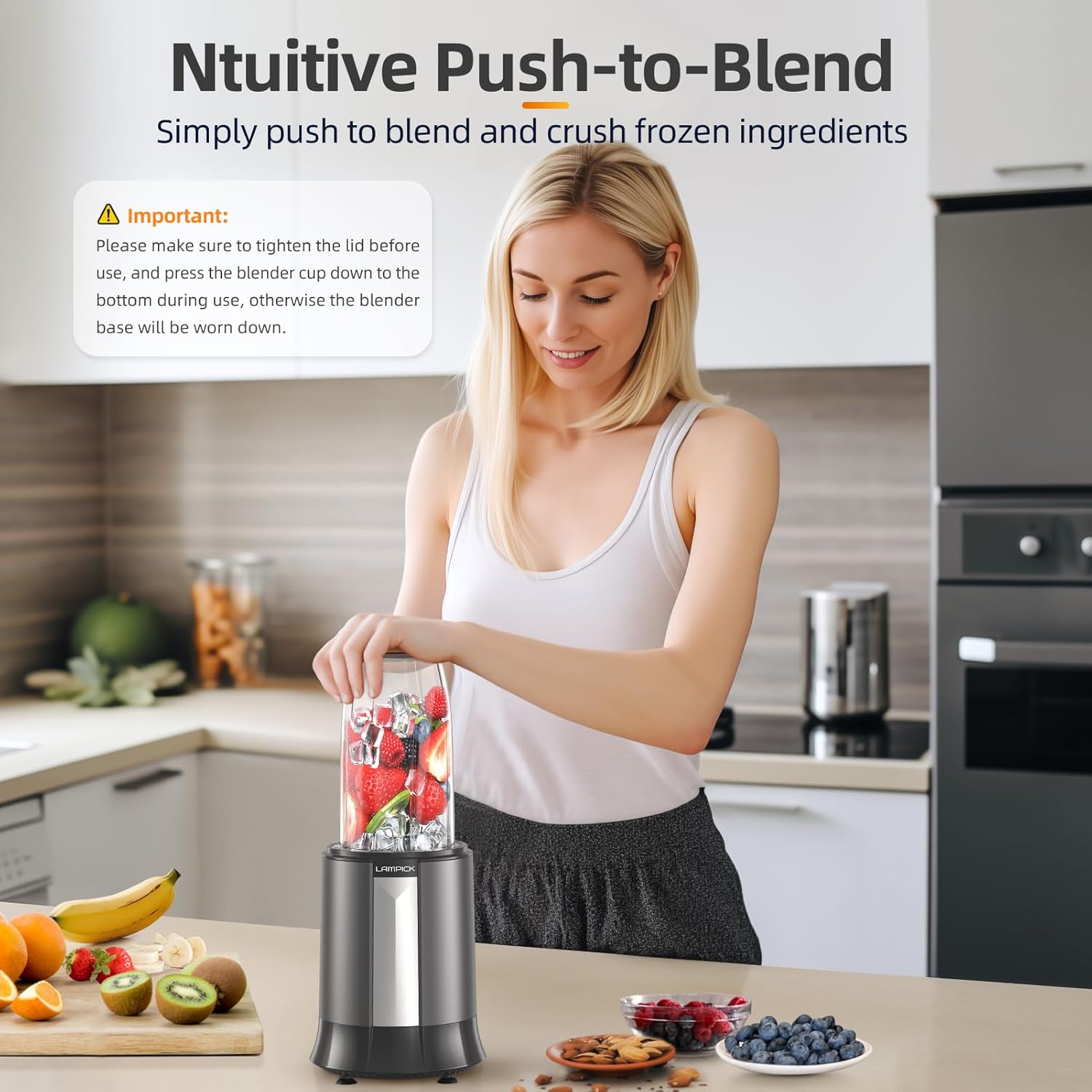 Smoothie Blender, 1300W Personal Blender for Smoothies, Shakes and Nutrient Extractions with 2pcs BPA-Free 27oz Portable To-Go Bottles