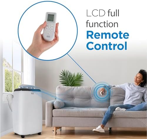 BLACK+DECKER Portable Air Conditioner, 8,000 BTU for Rooms Up To 350 Sq. Ft., Portable AC with Full Function Remote Control & Window Kit, BPT05WTBA, White