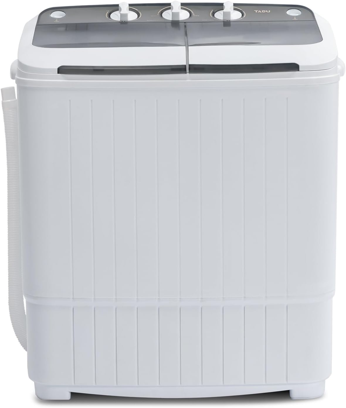 Portable Twin Tub 16.5lbs Mini Washing Machine,Compact Semi-automatic Washer and Spin Combo,Top Load,Portable Washer for Dorms,Apartments,RVs(White & Gray)