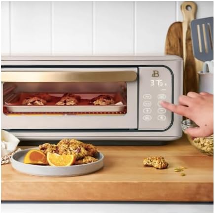 Beautiful Infrared Air Fry Toaster Oven, 9-Slice, 1800 W, by Drew Barrymore (Porcini Taupe)