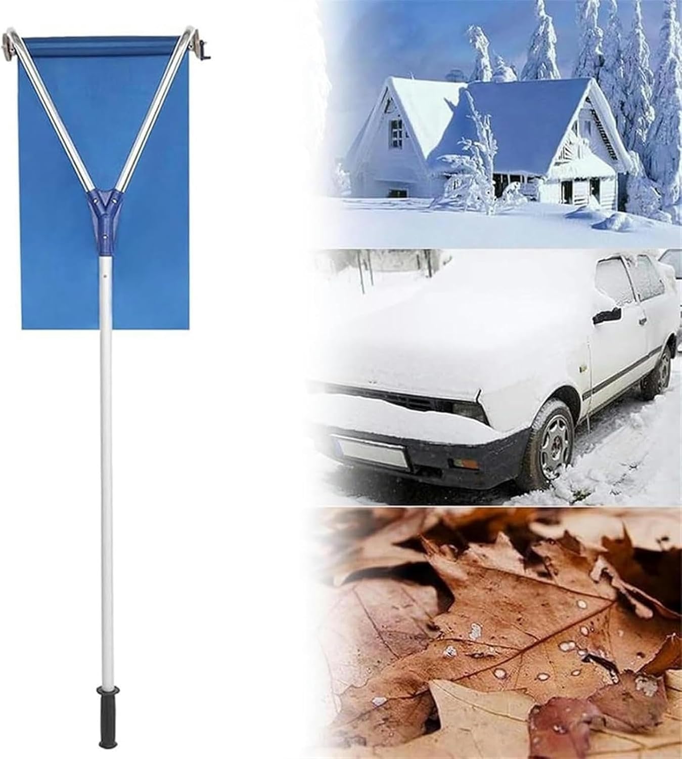 Snow Shovel Snow Roof Rake,21 FT Adjustable Aluminum Roof Snow Removal Tools,w/Wheels & Oxford Slide, Extendable Anti-Slip Handle, w/3-Inch Hub