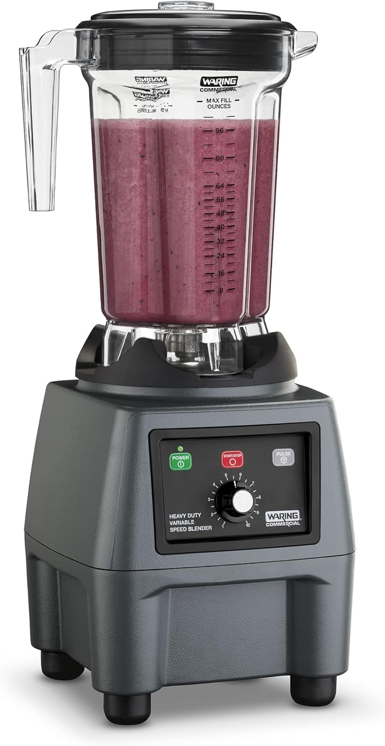 Waring Commercial CB15VP Ultra Heavy Duty 3.75 HP Blender, Electric Touchpad Controls with Variable Speed, BPA Free Copolyester 1 Gallon Container, 120V, 5-15 Phase Plug, Gray