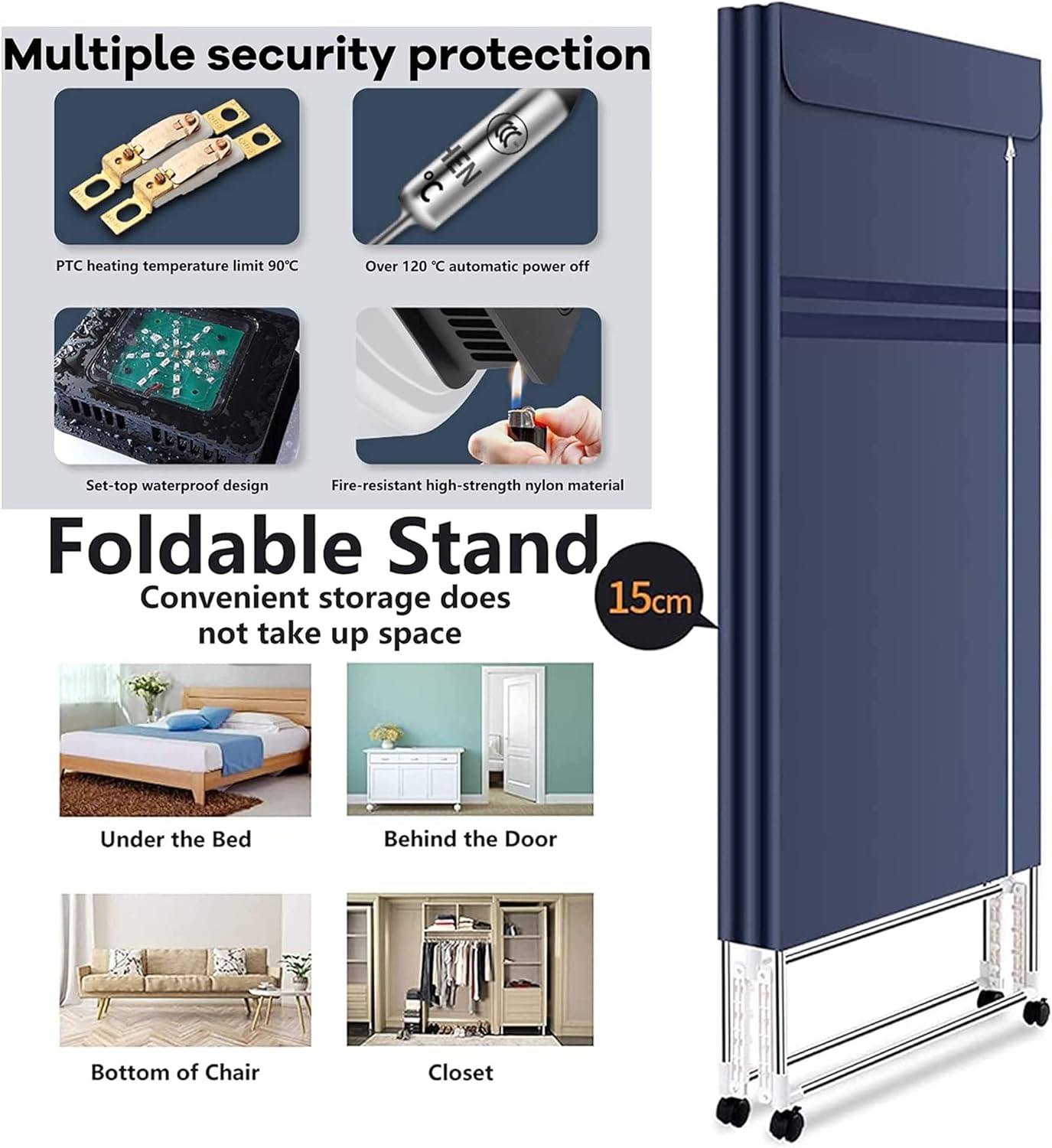 Clothes Airer,Electric Clothes Airer Dryer Rack Foldable with Cover - 2300W Heated Drying Rack Indoor 3-Tier Energy Saving Electric Clothes Dryer