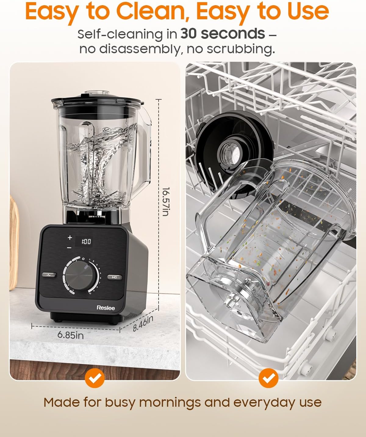 Countertop Smoothie Blender for Home, Ultra-Smooth Results for Smoothies & Protein Shakes, Blends Frozen Fruit & Ice, 56oz BPA-Free Tritan™ Jar, 10 Speeds & 6 Presets