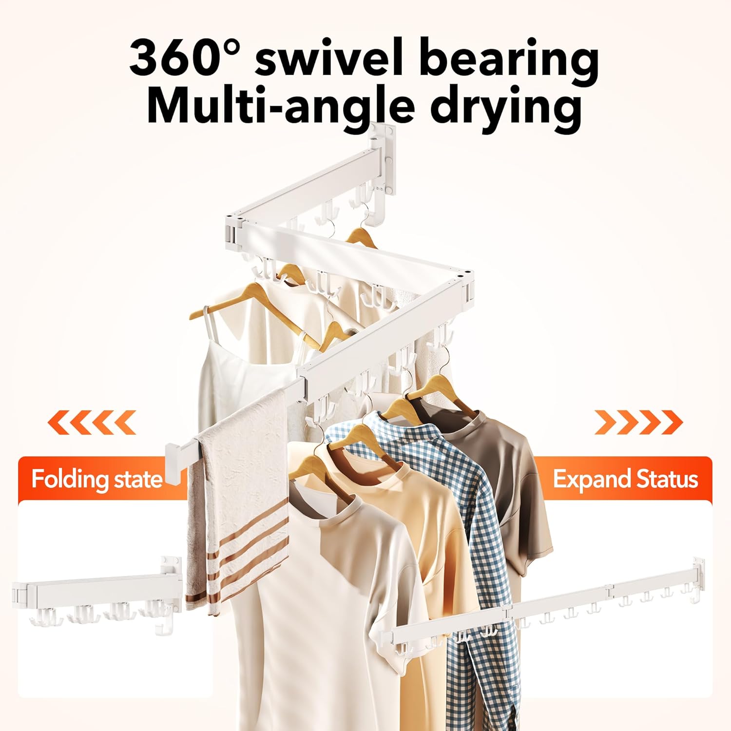Drying Rack Clothing Wall Mounted,Clothes Drying Rack,Laundry Drying Rack,Collapsible Dying Racks for Laundry,Foldable Clothes Dryer Rack,Clothes Hanger Rack Wall Mount