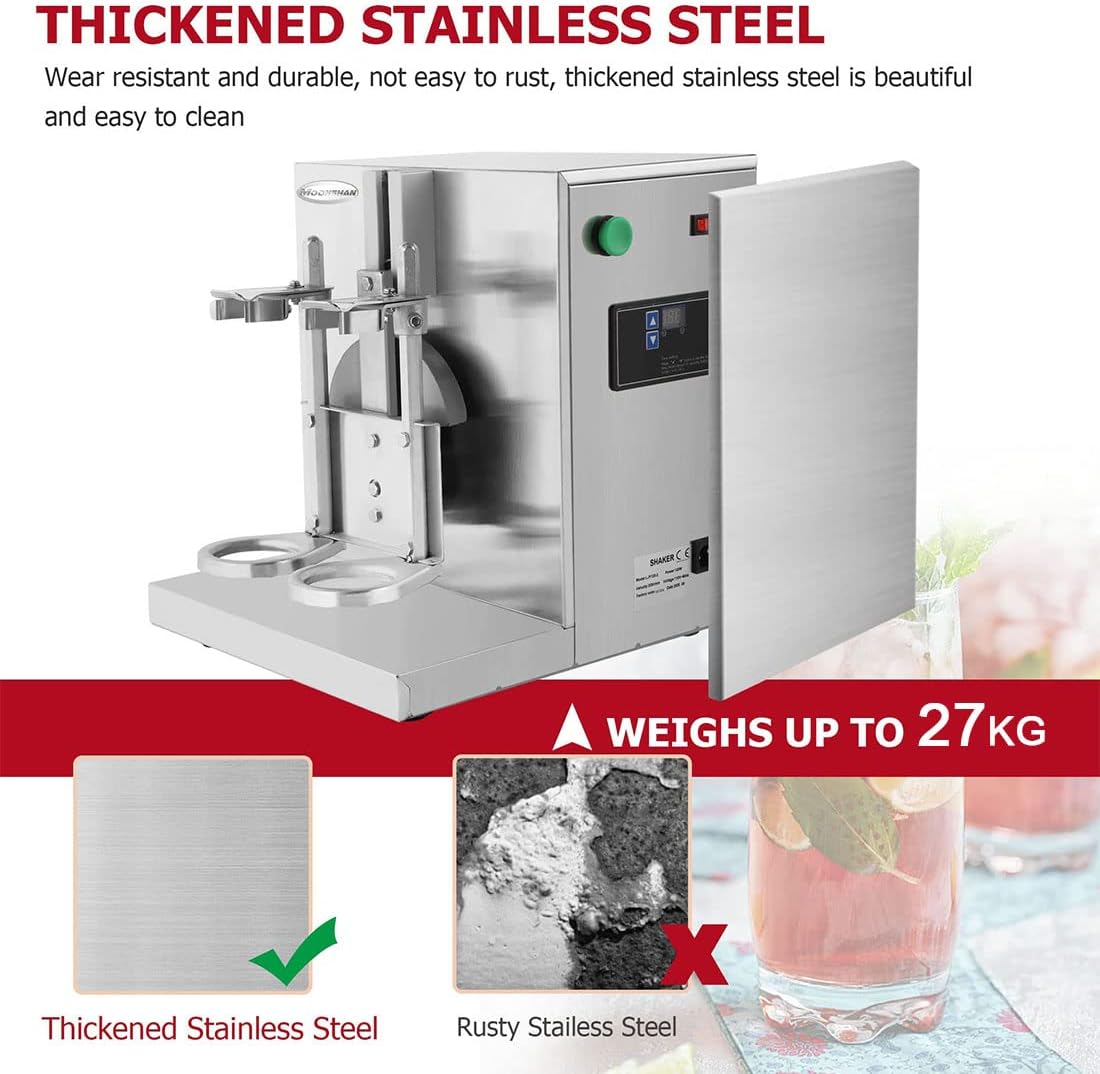 Commercial Machine,Electric Milkshake Machine Double-Head Milk Shaker Machine, 360° Commercial Blenders, Stainless Steel Drink Mixer