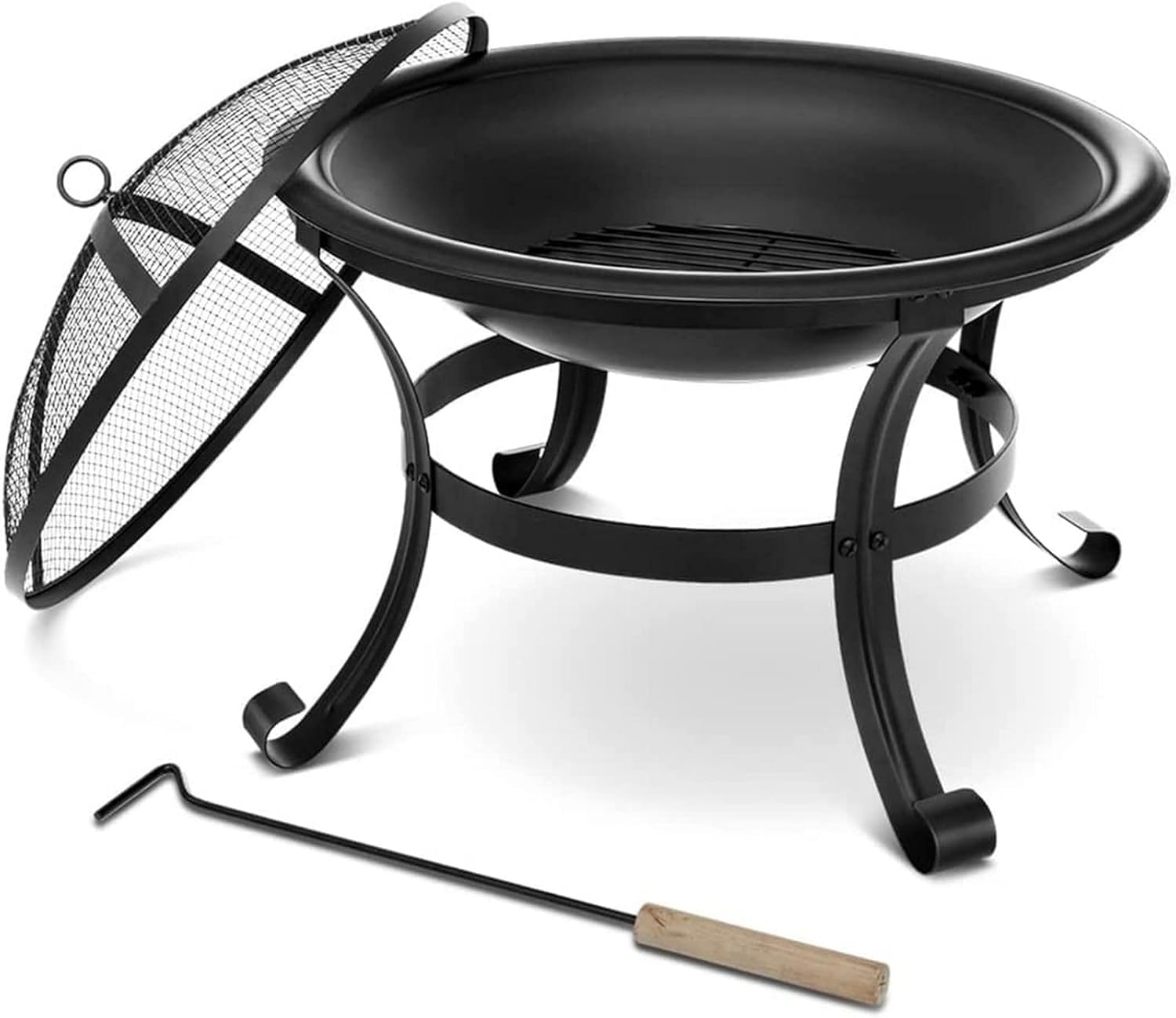 Outdoor Party Fire Pit Wood Burning Steel Grill Firepit Bowl with Mesh Outdoor Party Fire Pit Fireplace