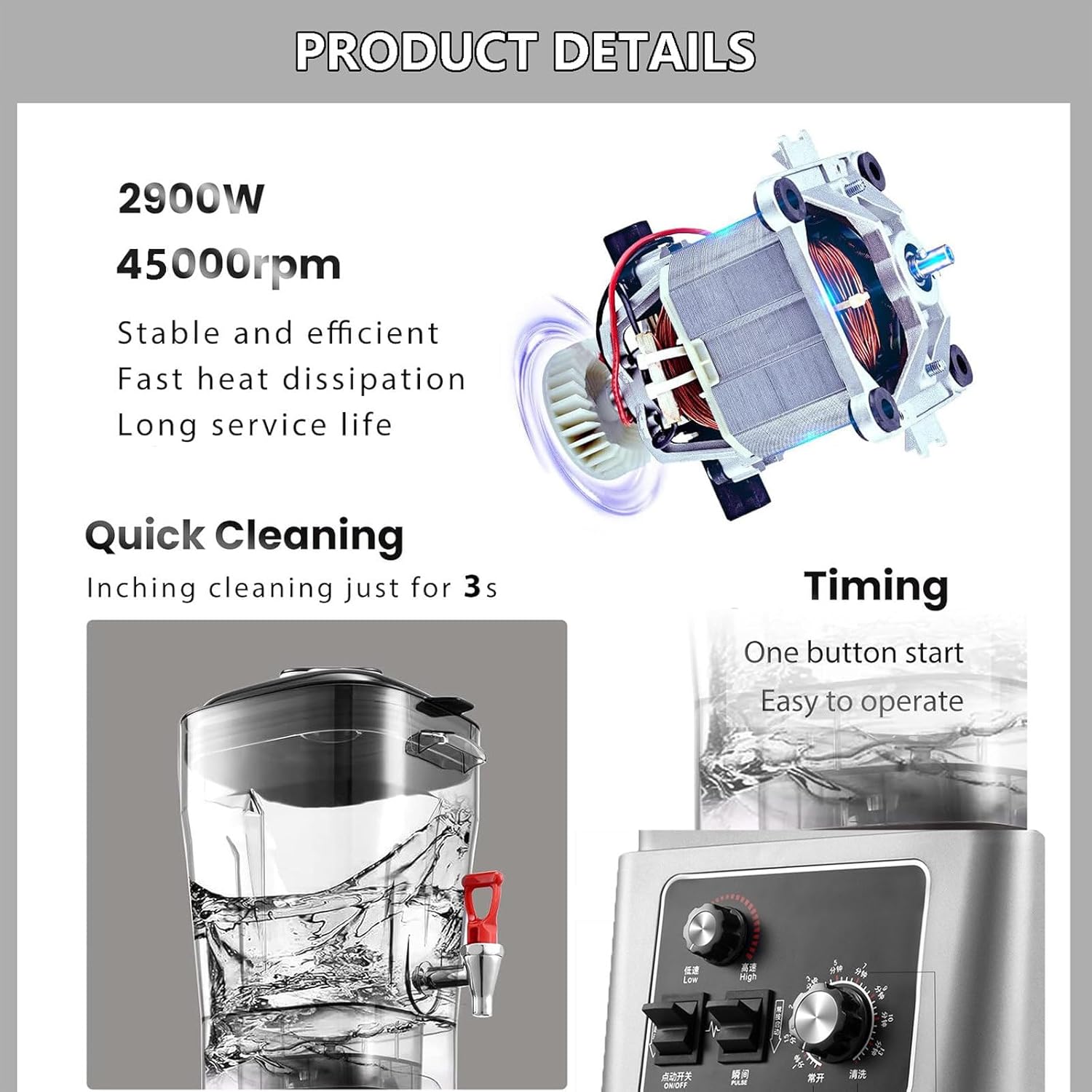 2900w Standing Mixer For Commercial Purposes | Blender Smoothie Maker & Food Processors With 3 Graters | 11l/15l/19l Electric Beverage Machine Ice Blender For Soy Milk 48000rpm,19L