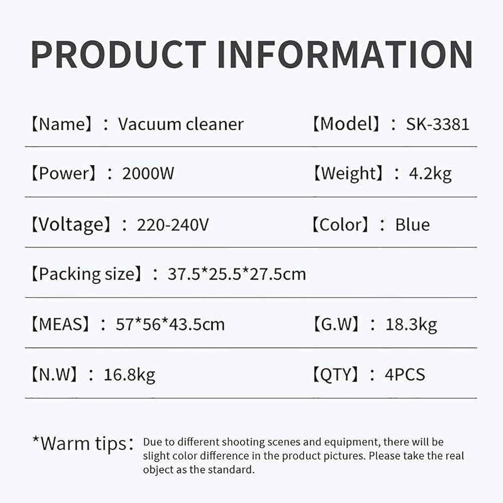 Powerful Bagless Cylinder Vacuum Cleaner with 4-Stage HEPA Filter 1.5L Canister, 5m Cord for Effortless Dust Removal (Compact Size: 37.5x25.5x27.5cm)
