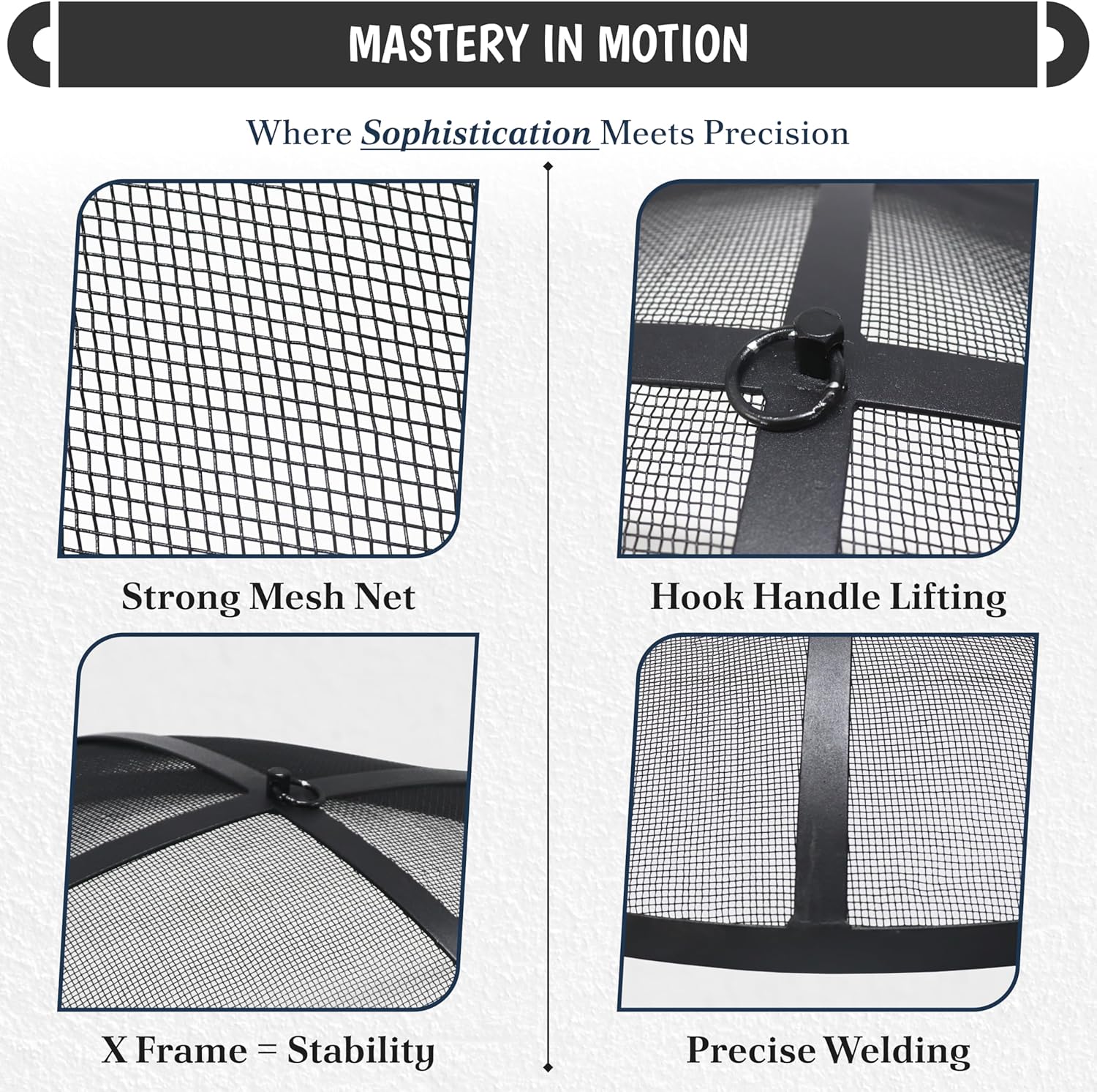 Fire Pit 36 inch Round - Fire Pit Spark Screen Fireplace Screen with Hook for Easy-to-Lift fire Pits Spark Screens 36