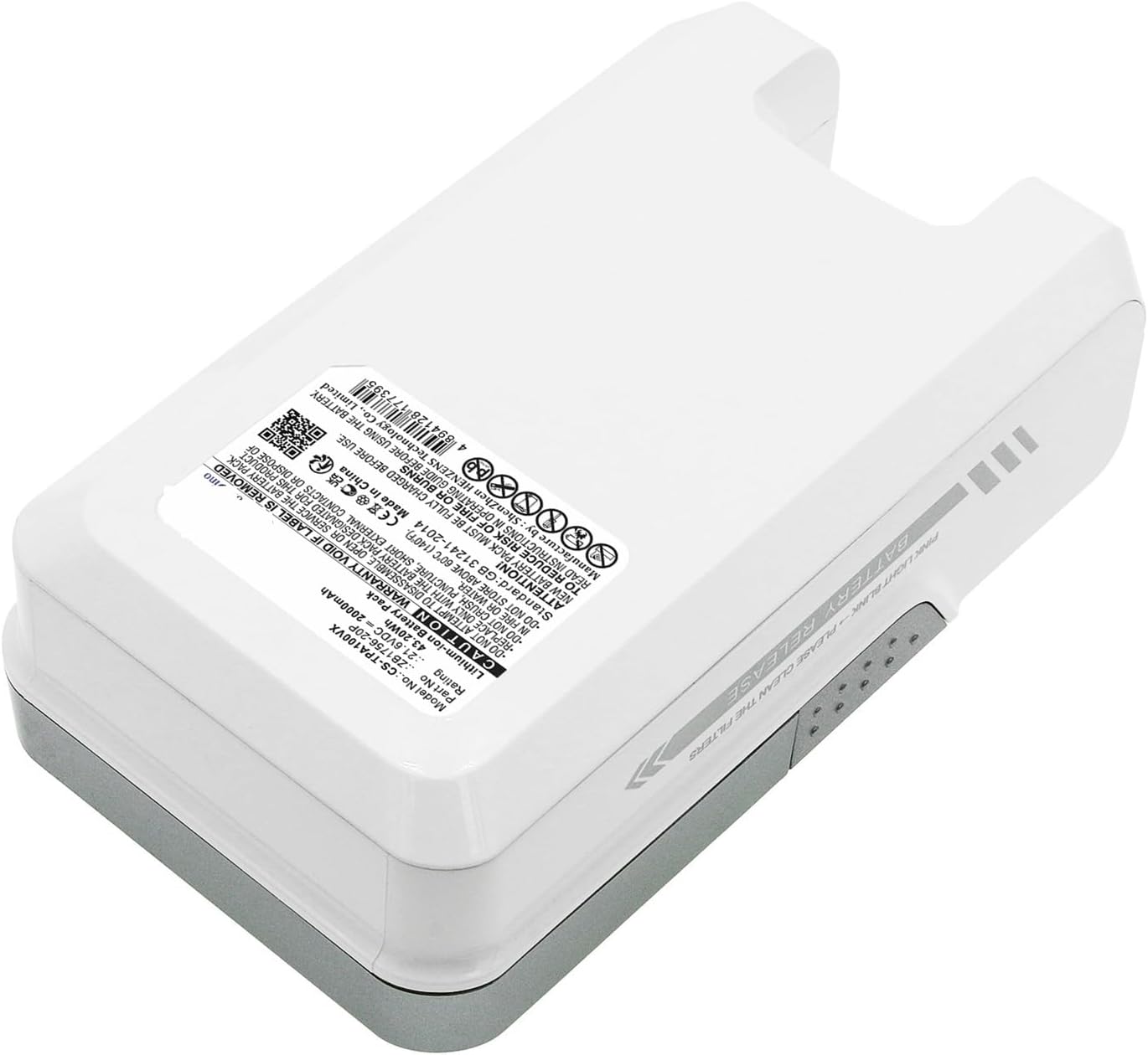 Vacuum Battery，Compatible for Tineco ZB1756-20P A10 Hero Master Capacity 2000mAh / 43.20Wh Color Li-ion, WHITE