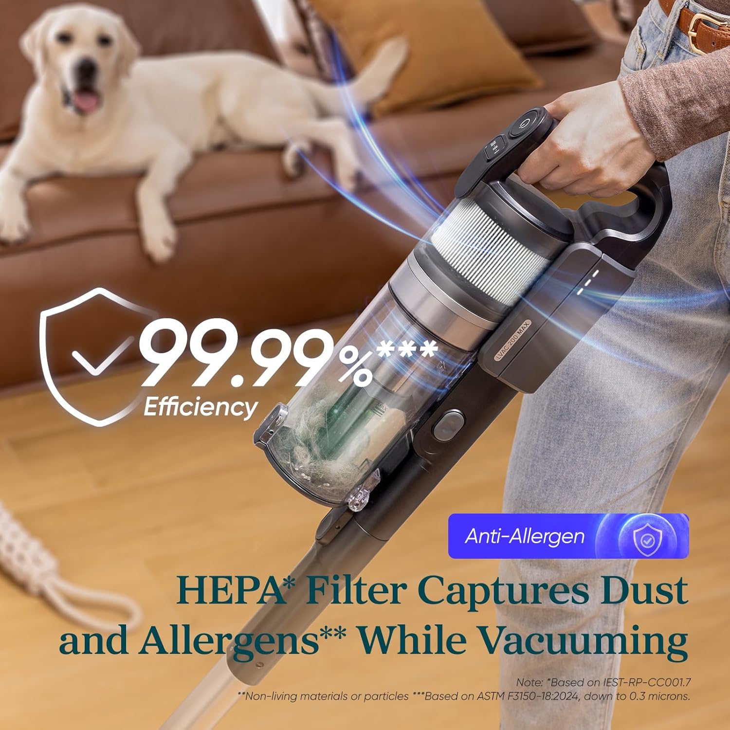 LEVOIT Cordless Vacuum Cleaner with HEPA Filter, Anti-Tangle Brush, Up to 70 Minutes, Charging Wall Dock, Powerful Suction, Lightweight, for Carpet, Hard Floor, Pet Hair, LVAC-200 MAX