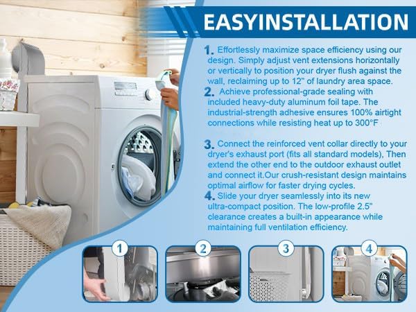 UD48S 4 in stainless steel Dryer Vent Duct 90 Degree Inlet Straight Outlet for Whirlpool Dundas Jafine Lambro Genuine OEM Telescoping Vent Kit 26 To43 in Suitable for all 4in outlets dryer vent