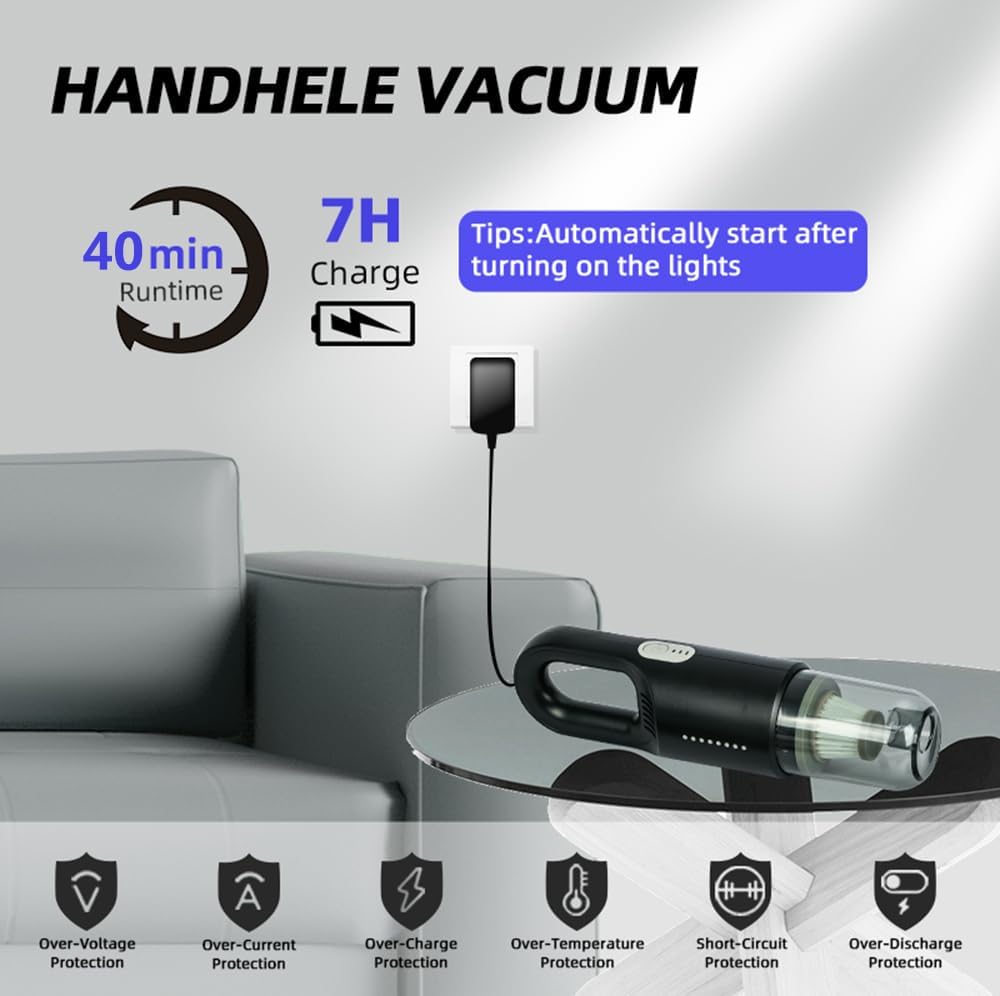 Stick Vacuum Cleaner Rechargeable Cordless, 2 Gear Suction Adjustable, 18000pa Suction Handheld Vacuum Upright Vacuum with HEPA Filter, Household Stick Vacuum for Pet Hair Hardfloor, Carpet (White)