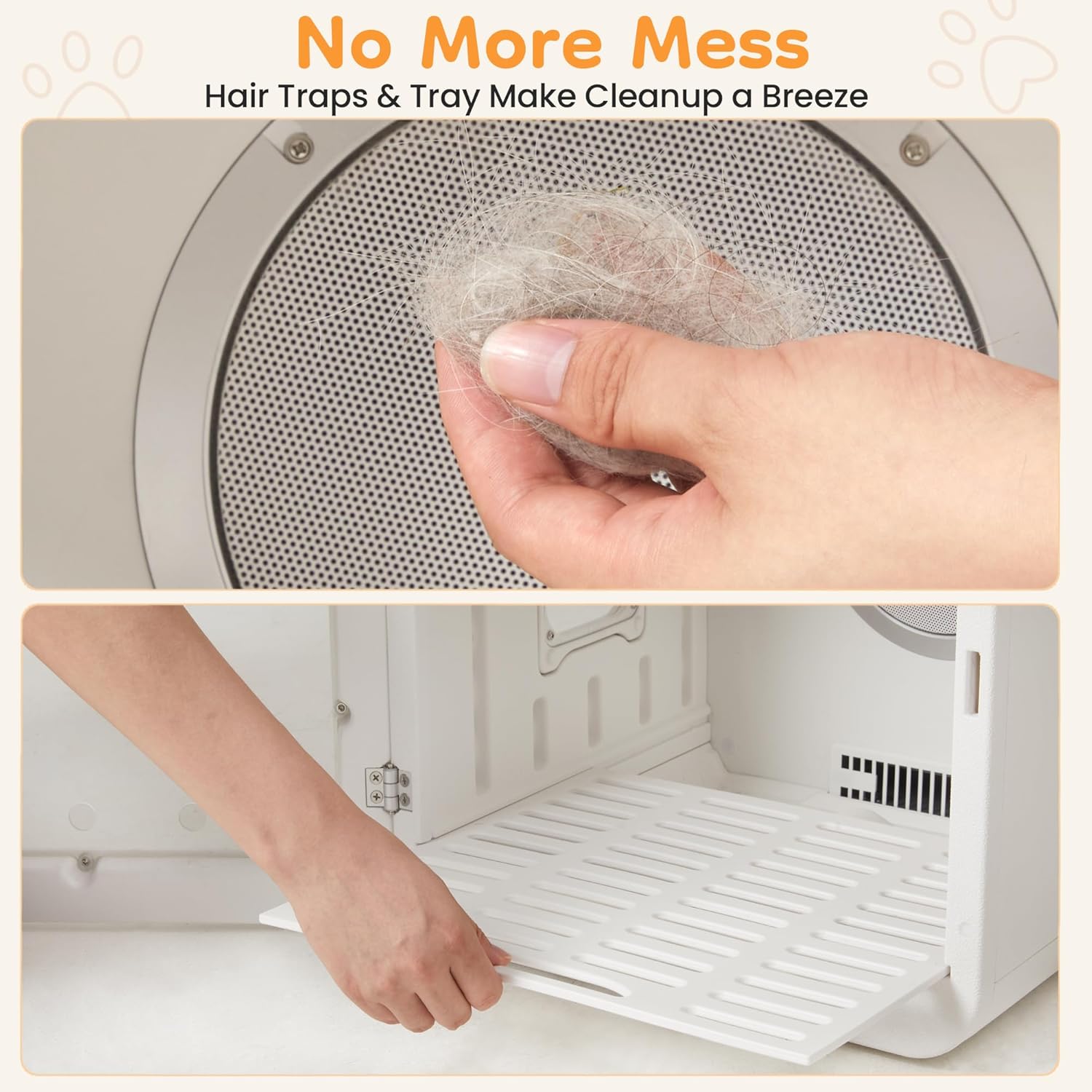 Smart Pet Dryer Box for Cats & Small Dogs: 65L Large Capacity Drying Machine, Ultra-Quiet 50dB Hair Dryer for Pets with Adjustable Temp, Portable Dog Cat Dry Box for Grooming