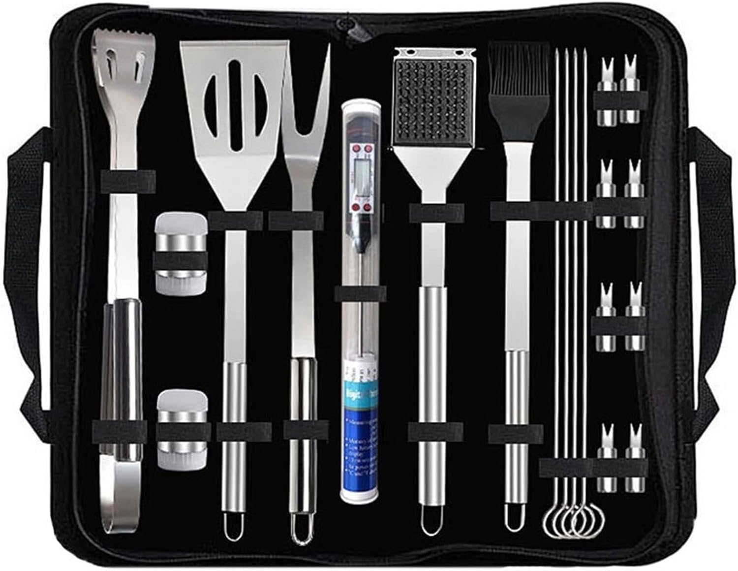 BBQ Tool Set,Stainless Steel Accessories,20-Piece,Portable Camping Cooking Tools