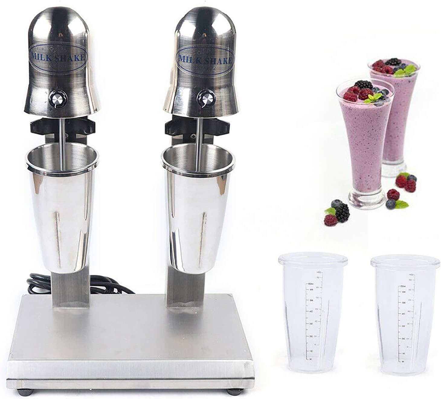 Commercial Electric Double Head Milk Shaker Drink Mixer Shake Making Machine 560W Smoothie Milk Ice Cream Blender