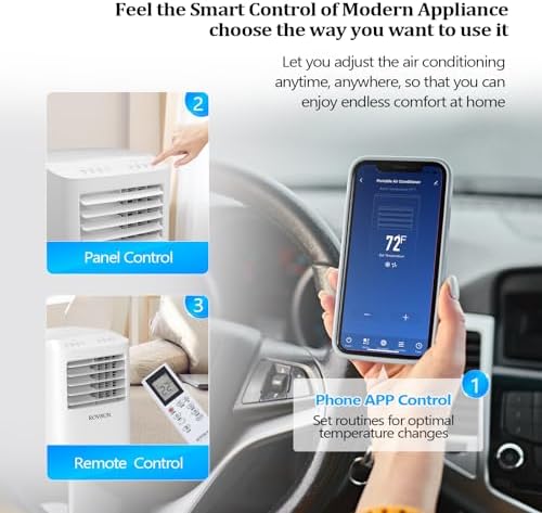 ROVSUN WiFi Enabled Smart 10000 BTU Portable Air Conditioner with Remote & APP Control, 3-in-1 Cooler, Dehumidifier & Fan, Powerful Room Mobile AC Unit with Rolling Wheels & Easy Installation Kit