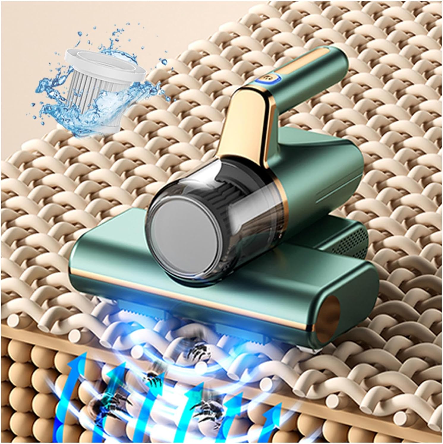 Vacuum Cleaner for Bed Mattress, 3-in-1 Wireless Vacuum for Bed Mattress 14kpa Super Suction Sofa Vacuum Cleaner Effectively Clean Up Bed, Pillows, Carpets, Etc,Green