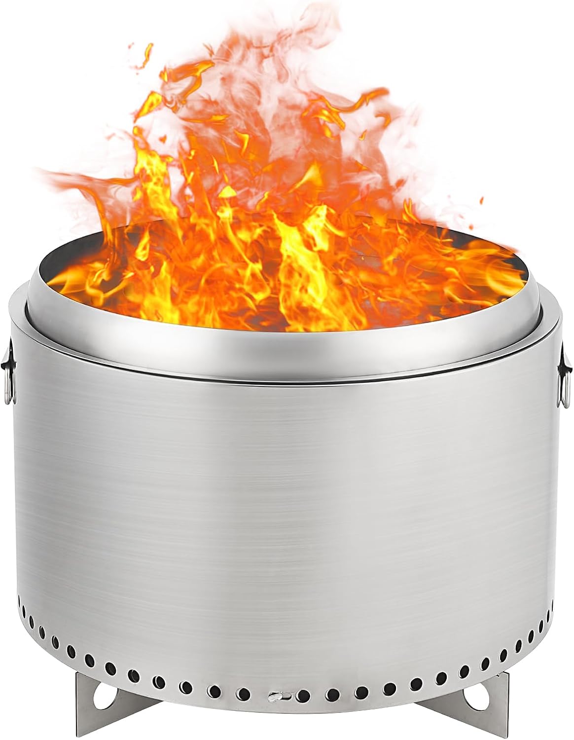 Smokeless Firepit 20.5Inch Portable Outdoor Fire Pit with Removable Ash Base, Stainless Steel Wood Burning Fireplace for Camping, Outside, Bonfire, Backyard and Patio