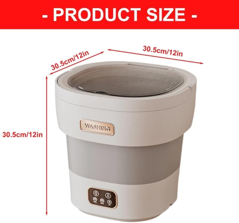 Portable Washing Machine, 12L Compact Automatic Washer with 3 Cleaning Modes, Quiet Operation & Power Spin, Ideal for Small Spaces, Delicate Clothes, and On-the-Go Laundry (Gray)