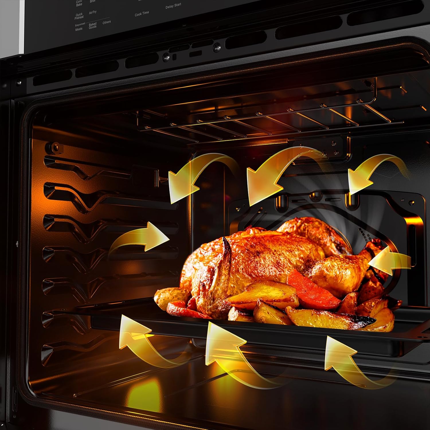 Empava 30 inch Electric Single Wall Oven with 10 Cooking Funcitons, Built-in Convection System with Screen Touch Control, Air Fry, Self-cleaning