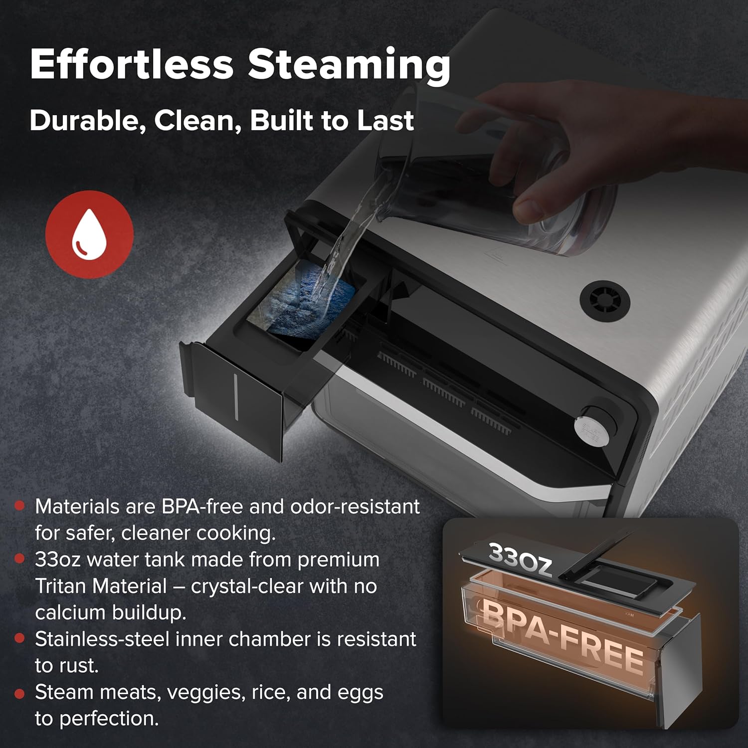 Nuwave PFAS-Free Steam Oven & Air Fryer, All-in-One Convection Cooker with Precision Steam Control, Toast, Air Fry, Sous Vide, Steam & More, Juicier Meats, 120 Presets, 50–450°F, Stainless Steel