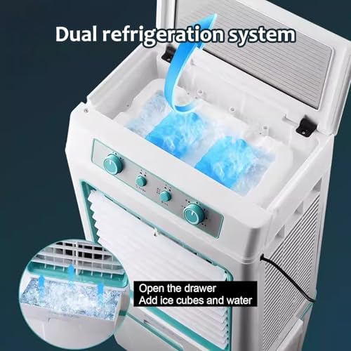 Portable Swamp Cooler, 3-in-1 Evaporative Air Conditioner with Auto Oscillation & Humidifier, Ideal for Indoor/Outdoor Use in Patios, Garages, Black, 110cm/43in