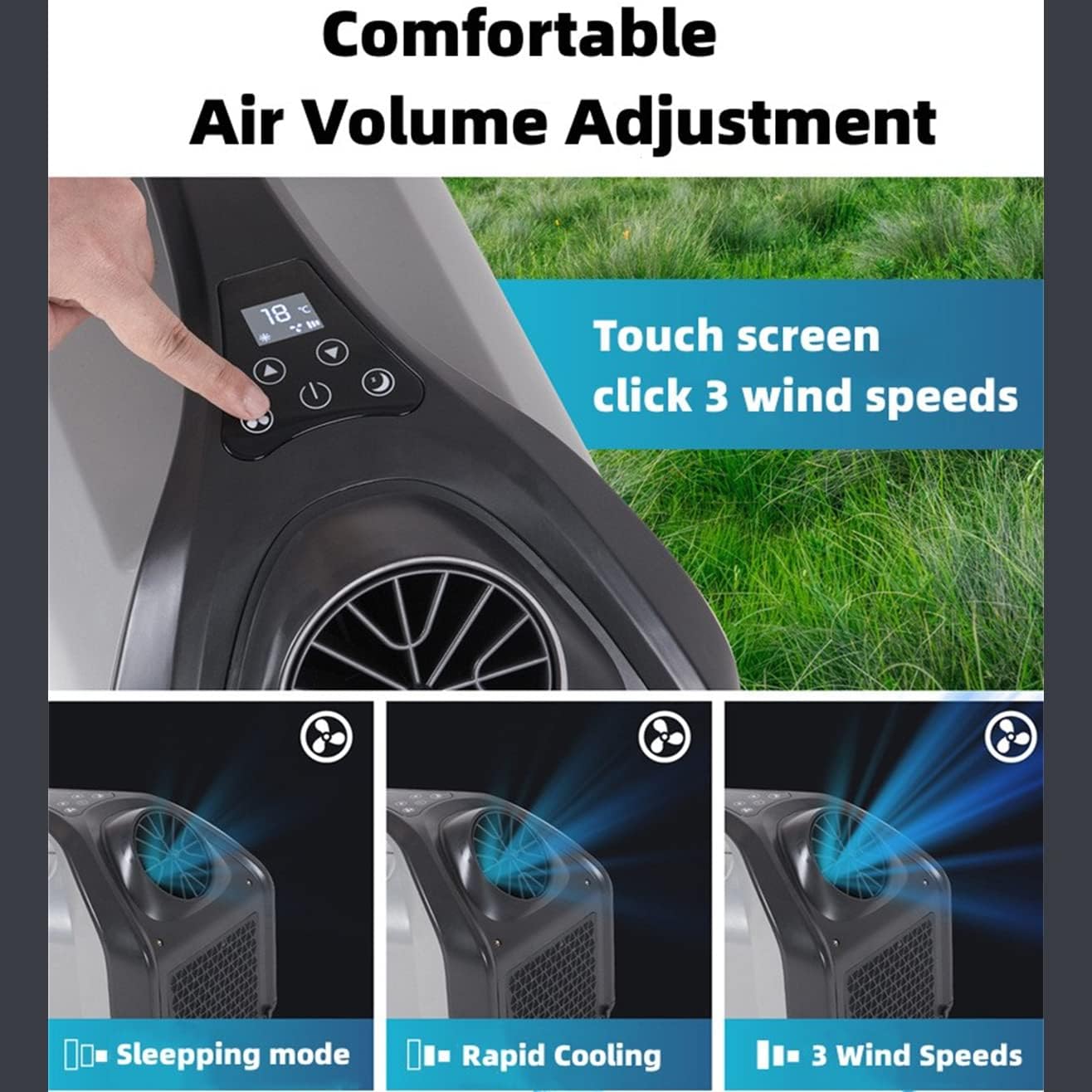 Portable Air Conditioner, 24V Outdoor Air Conditioner, Mobile Tent Air Cooler, 16℃-30℃, 3 Wind Speed Low Power Consumption for Truck Camper Tent Travel/Rv Life,