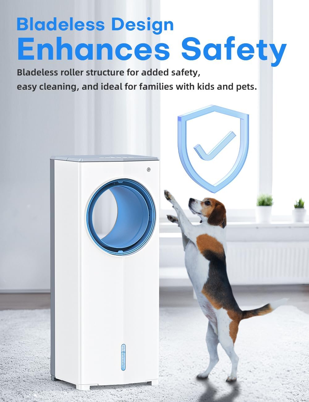 27 INCH Evaporative Air Cooler, Bladeless Windowless Air Conditioners w/4 Modes & 3 Speeds, 1 Gallon Double Tanks for 12H Cooling, 360°Auto Swing, 20ft Remote Control,7H Smart Timer, 4 Ice Packs