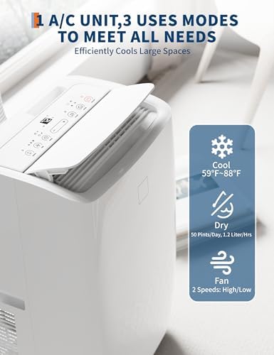 GarveeHome 12,000 BTU Portable Air Conditioner for Rooms up to 600 Sq.Ft, Quiet AC Unit with Remote, 24H Timer, Dehumidifier, Fan, LED Display & Easy Installation Window Kit