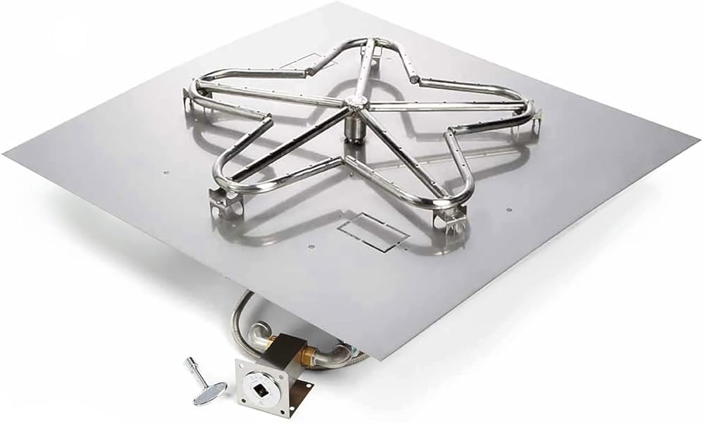 HPC Fire Match Light Gas Fire Pit Kit (TOR-MLFPK30SQ-FLEX-LP), 30x30 Pan, 18
