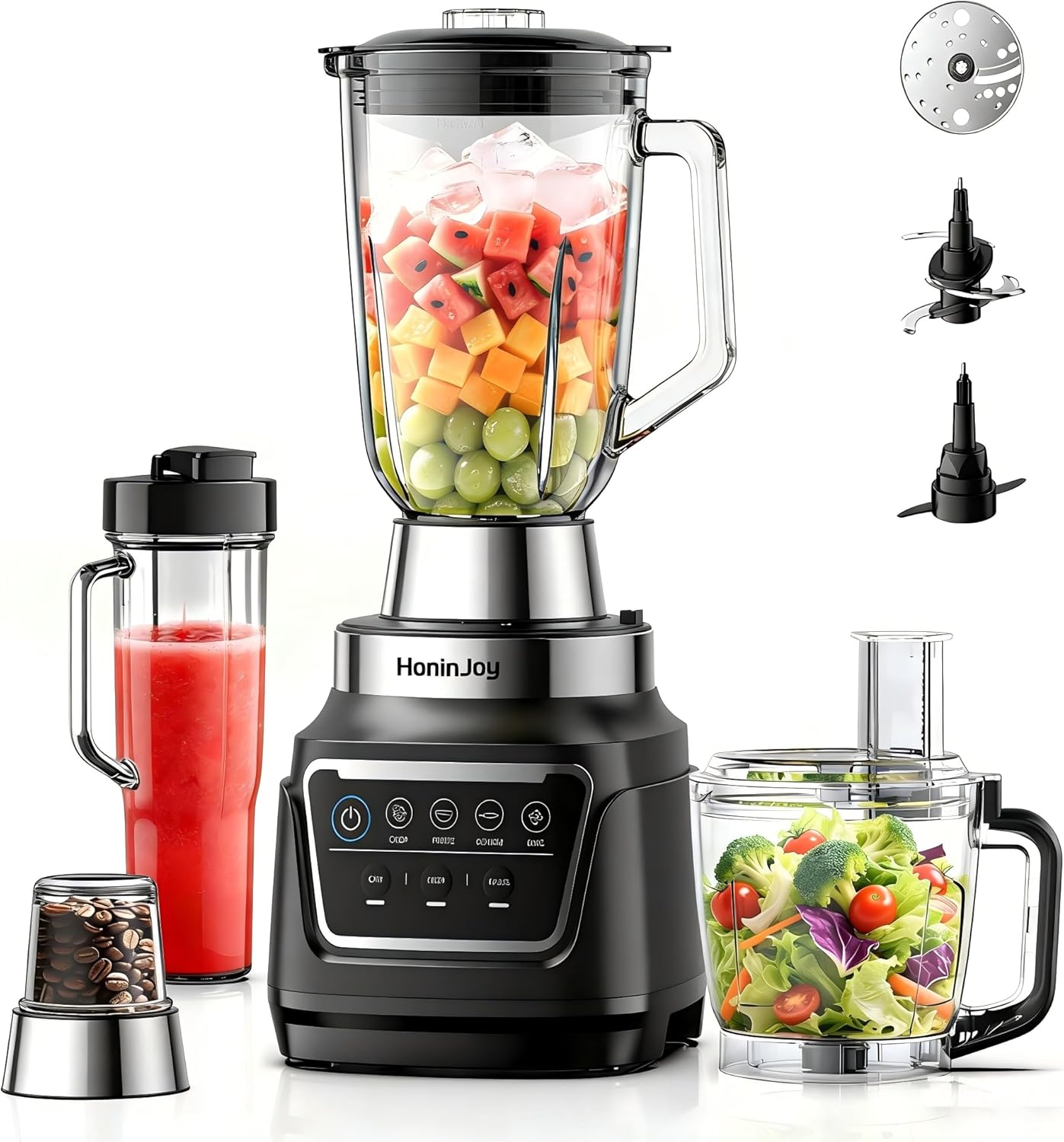 Food Processor & Blender Combo, Powerful Motor For Slicing, Stainless Steel Blade, 68 Oz Capacity With Attachments To Shred, Slice, Mince, Grind, And Puree, Blenders For Kitchen, Multi-function Blade