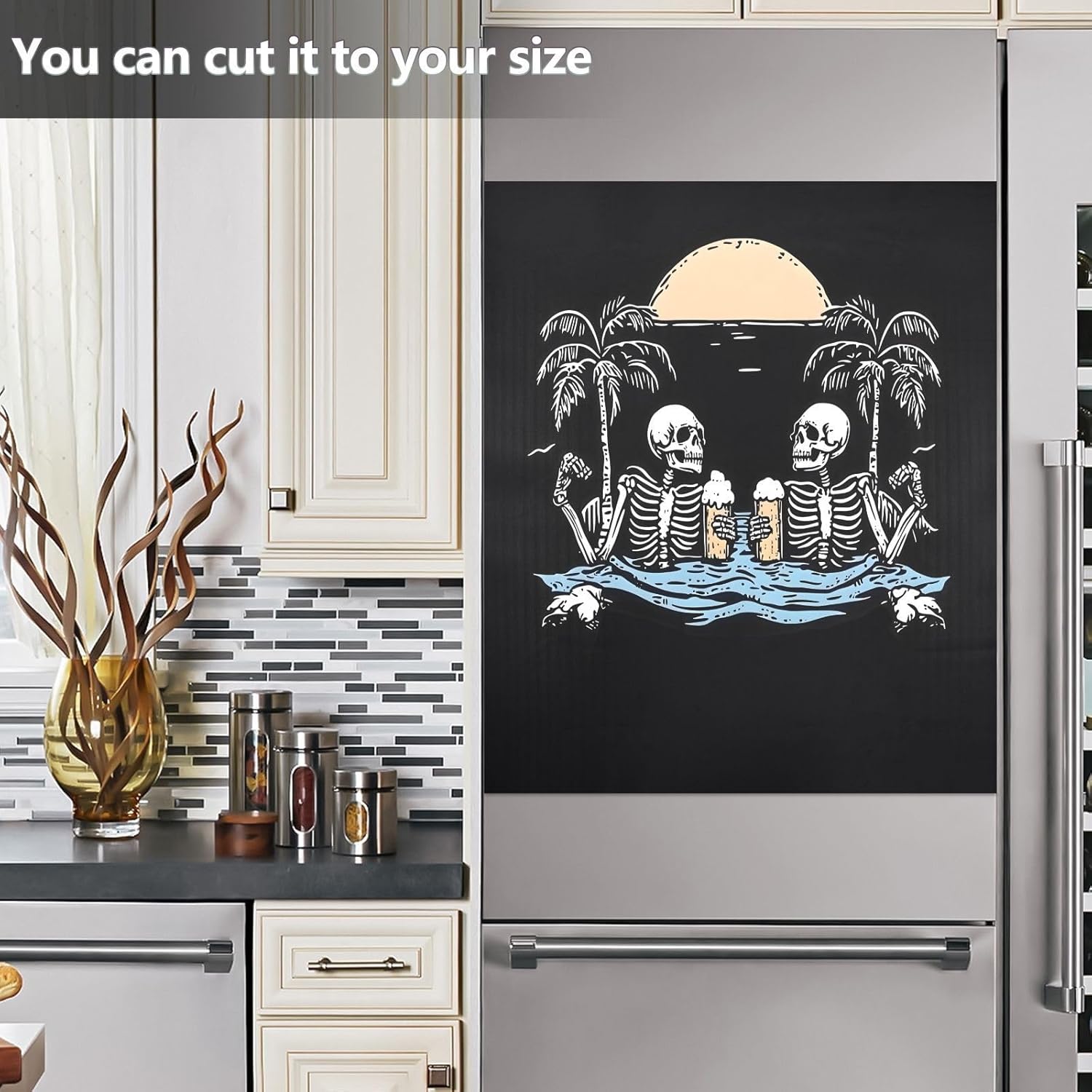 Dishwasher Magnet Cover Large Magnetic Stickers Skeleton Palm Tree Front Dishwasher Cover Reusable Decal for Home Kitchen Anti-Scratch Refrigerator Decorative Lid Washing Machine Laundry 23