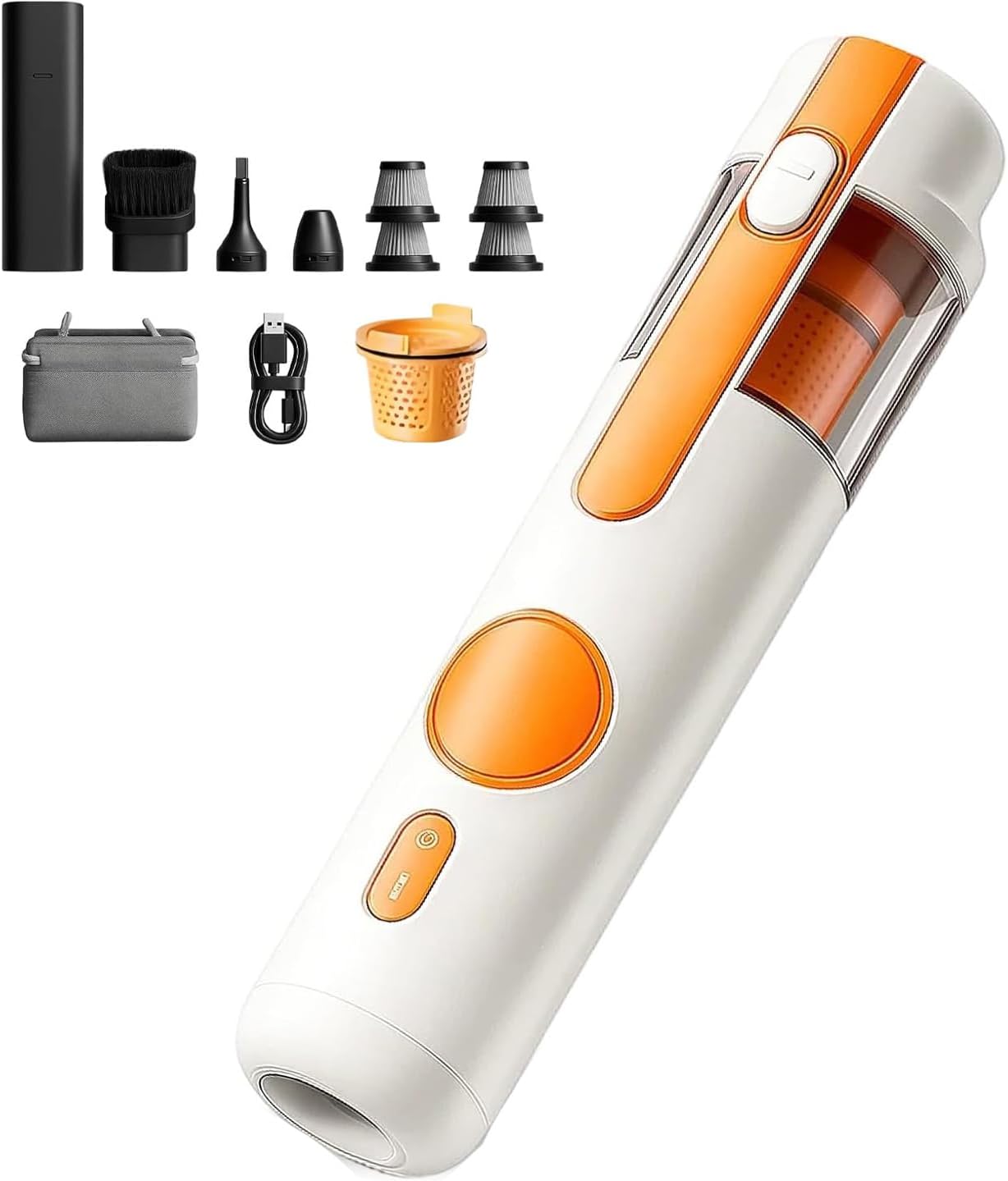 5-in-1 Handheld Vacuum Cleaner Kit, Cordless Mini Vacuum, Rechargeable Portable Dust Cleaner, Suction, Blowing, Inflatable, Brushing, Lighting 5 in 1 (White Set Edition)