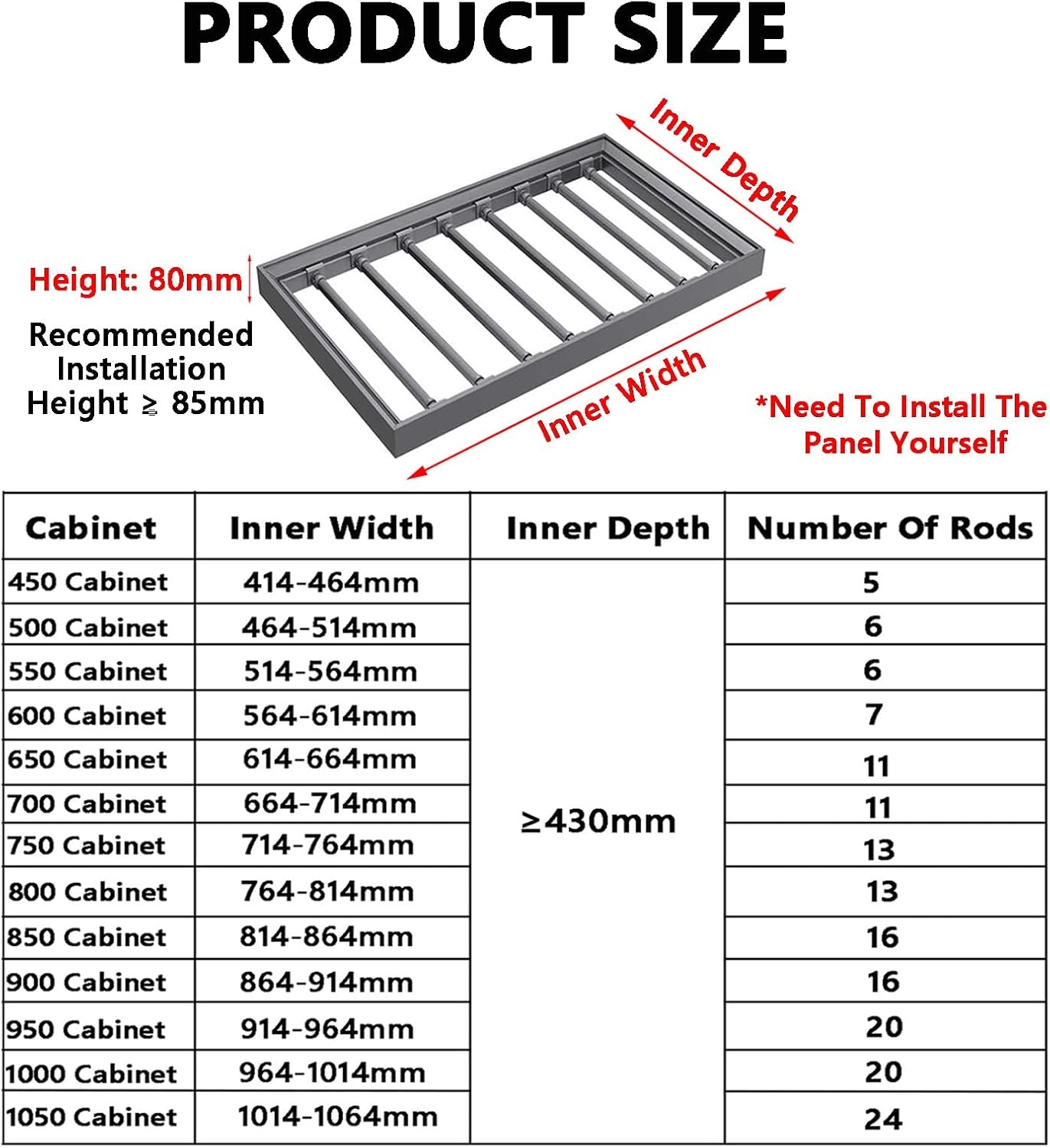 Pull-Out Trouser Rack Drawer with Adjustable, Movable Hanging Rod and Silent Pull-Out Hidden Saves Space, Holds 30 Kg(664-714mm)