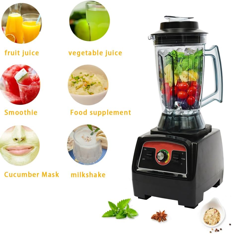 Powerful 2800W Professional Blender with 3.9L Large Capacity, 57000 RPM High Speed, 304 Stainless Steel Blade for Smoothies, Juices, Shakes, Soups, Ice Cream, and More – Easy Clean